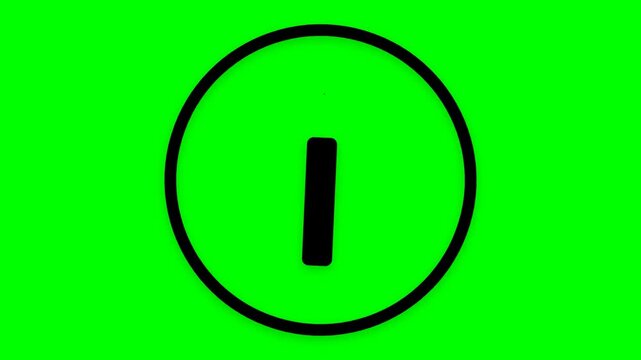 Simple black power symbol on bright green background.