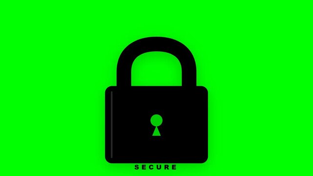 Black padlock icon on bright green background symbolizing security.