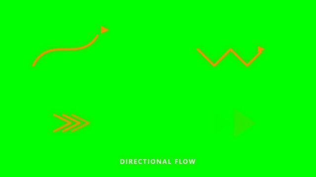 Abstract red arrows and squiggly lines on green background.