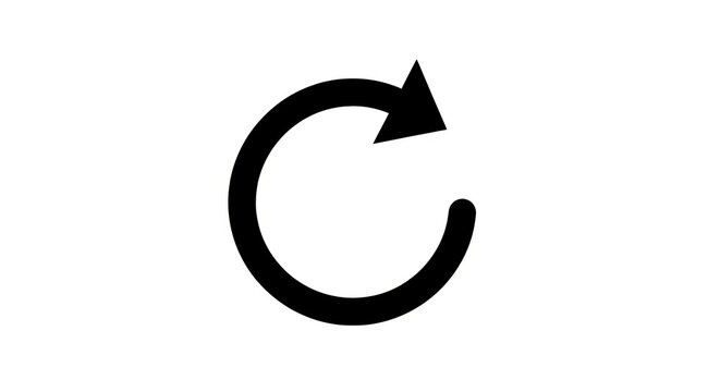 Black Circular Arrow Icon on White Background 2.