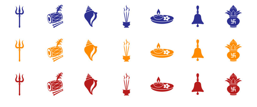Durga puja icon set