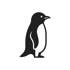 Obraz premium Minimalist Black and White Penguin Icon Illustration