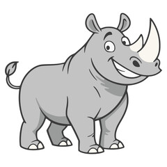 Obraz premium cartoon cute happy rhinoceros smile wildlife animal nature flat color vector illustration template design