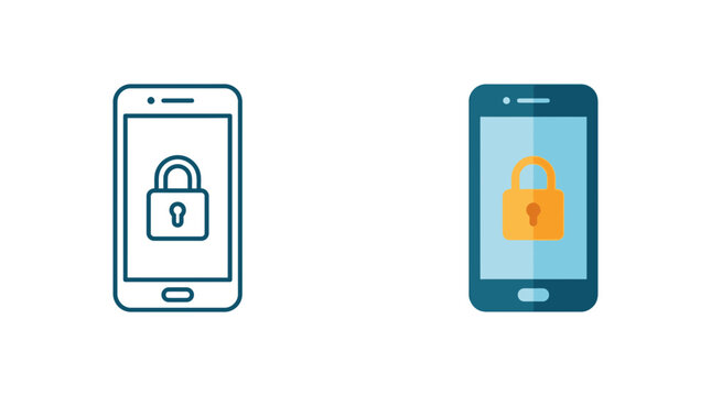 Secure Mobile Smartphone with Padlock Icon for Technology and Cybersecurity Protection Concept