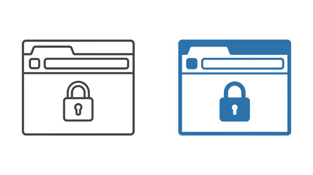 Secure Browser and Web Cybersecurity Lock Icons Set for Protected Internet Access
