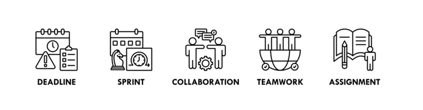 Task Manager banner web icon illustration concept with icon of deadline, sprint, collaboration, teamwork, and assignment