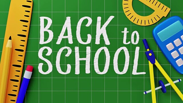 Animated Classroom Board with School Supplies Background