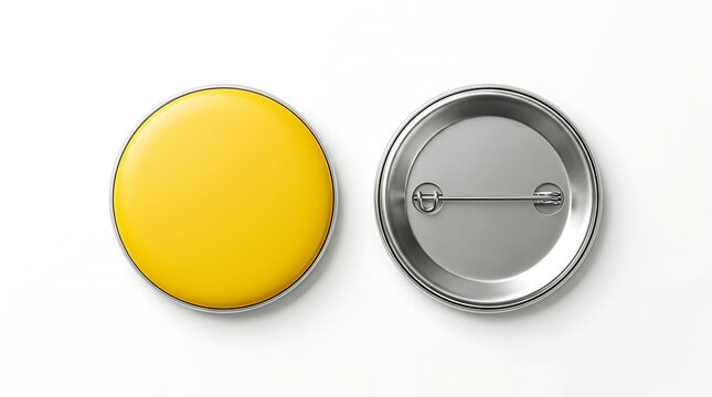 Yellow and silver pin buttons front and back badge