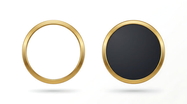 Two gold rimmed circles one white one black frame