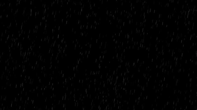 Minimalist Rain Drops Falling Against Black Background for Video Compositing and Visual Effects