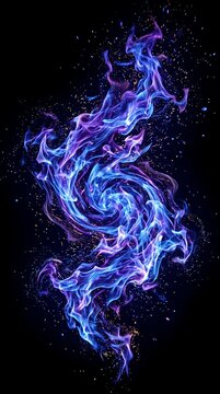 Vibrant Blue Fire Abstract Swirls