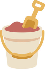 Sand bucket and shovel toy cute cartoon flat kids beach illustration icon design element vector