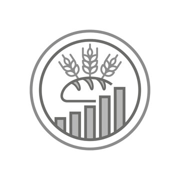 Bread and wheat logo with rising financial chart.