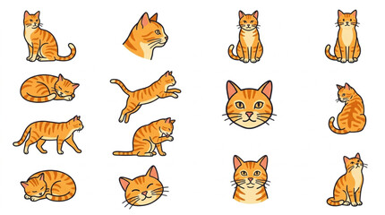 Collection of Playful Orange Tabby Cats in Various Poses. © To