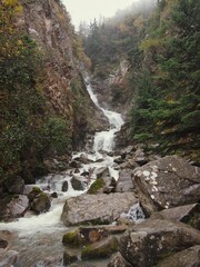 Waterfall cascading through forest in Yukon, Canada © Yomogi
