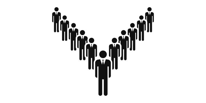 Business leader leading team formed in v shape formation symbolizing corporate victory direction partnership and strategic growth leadership