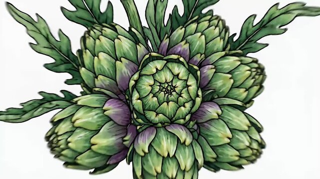 Artichoke bouquet illustration green and purple vegetables fresh food design element