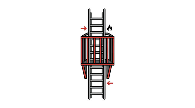 Industrial elevator system with cage and ladder details for building construction and maintenance