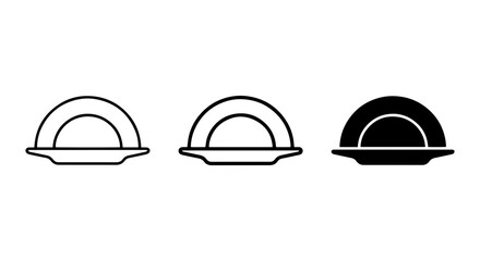 Fototapeta premium Plate Icons Set, Simple Dish Vector Graphics, Minimalist Tableware Symbols