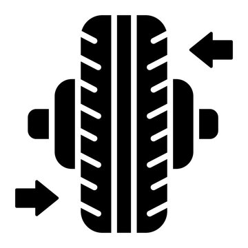 wheel alignment glyph icon. balance check approved. accurate tire fit. auto service