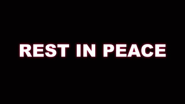 Glowing Rest in Peace Typography Motion Graphic Video for Funeral Remembrance and Condolence Message