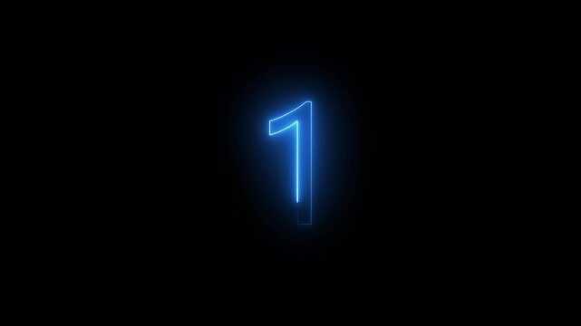 Flickering neon number on black background. glowing neon text  number countdown icon. abstract neon text  number countdown timer background.