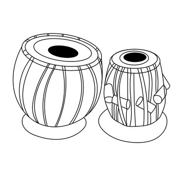 Indian Musical instrument drawing  illustration