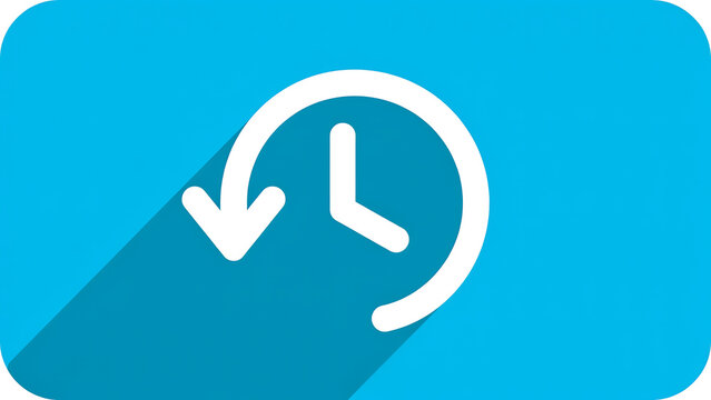 Clockwise arrow icon for history and rewind action symbol on blue background with application software interface management