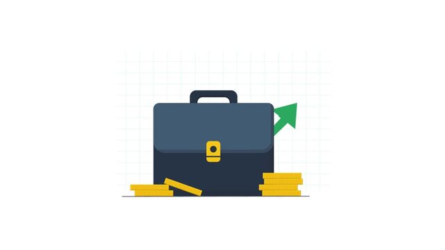 Animated Briefcase with Rising Financial Growth Chart 