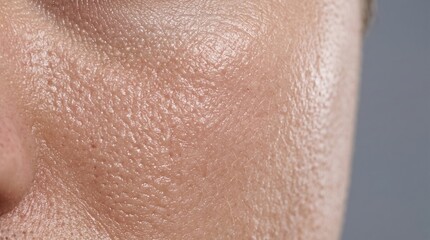 Fototapeta premium Macro close up view of human cheek skin showing fine hairs and pore texture