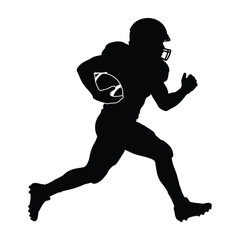 American Football Player Running With Ball Silhouette