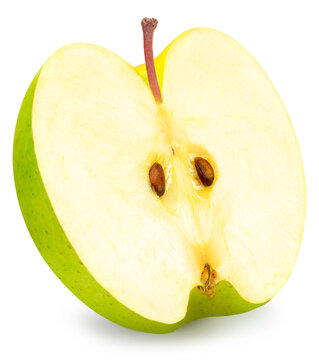 Green Apple on White background, with clipping path, gourmet beverage branding and premium food packaging design.