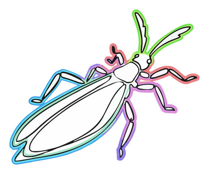 Leaf insect minimalist continuous line art icon. Generative AI