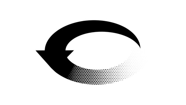 Creative counter-clockwise arrow symbol with halftone texture graphic is suitable for technical or illustrative use rotation halftone interface movement direction minimalist