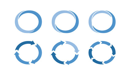 Graphic set of circular arrows and round progress indicators for user interface icons with circular navigation graphics interface rotation elements abstract © MDABULKALAM