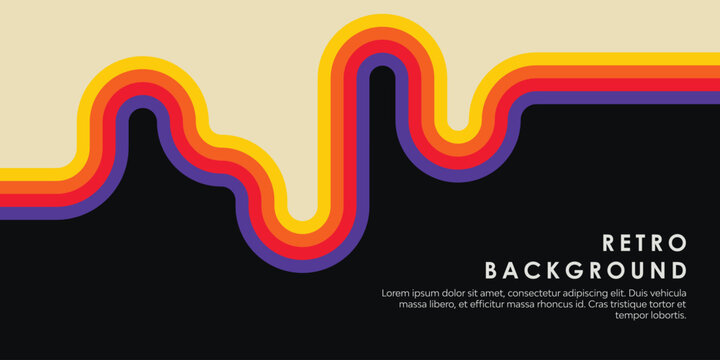 Retro vintage 70s style stripes background poster lines. shapes vector design graphic 1970s retro background. abstract stylish 70s era line frame illustration