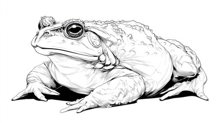 Naklejka premium Detailed Black and White Sketch of an Artistic Frog Illustration