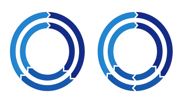 Blue gradient circular arrow diagrams with gradient business infographic strategy direction connection workflow management corporate circular planning sequence