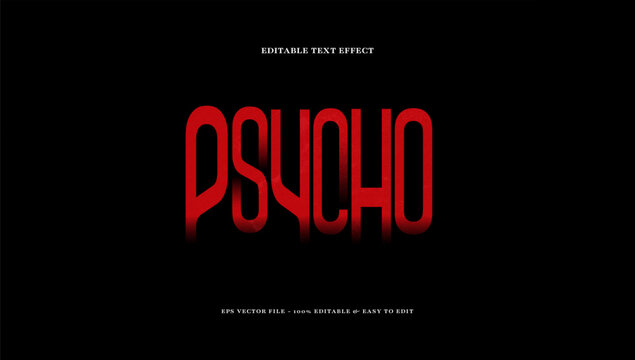 Dark horror red psycho editable text effect vector template