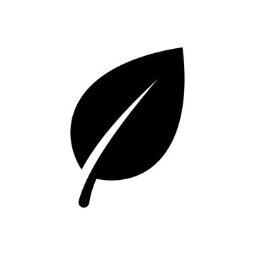 Black leaf icon design symbol for nature with icon white background eco friendly simple black illustration environment sustainable silhouette