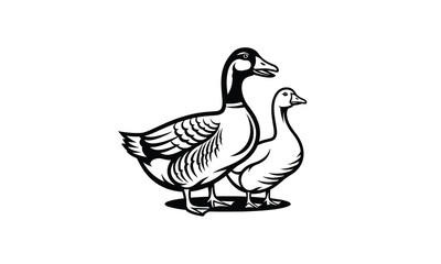 Fototapeta premium Two geese in profile halftone dot illustration