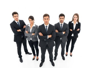Obraz premium Business team of five people standing together and smiling