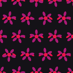 Fototapeta premium Detailed seamless folk floral pattern in vivid rose, floral vector background for print and digital paper