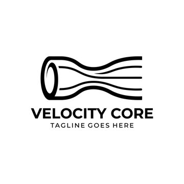 Abstract horizontal vortex logo representing speed and motion core.