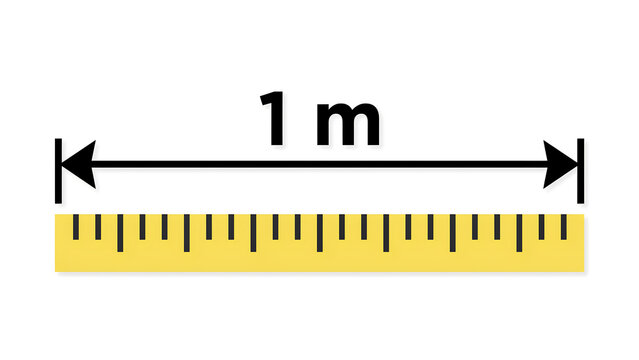 One meter length measurement graphic for technical diagrams with measurement distance dimension indicator engineering architectural planning standard technical accurate