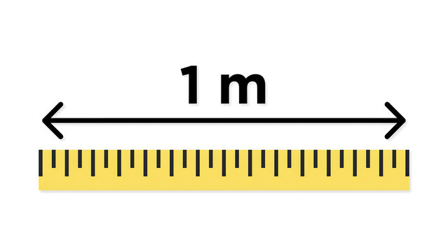 Metric one meter measurement scale graphic symbol with measurement distance dimension indicator engineering architectural planning standard technical accurate