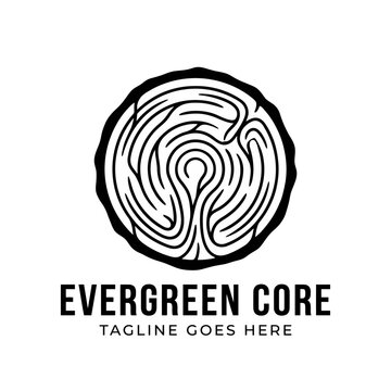 Abstract tree ring circular logo.