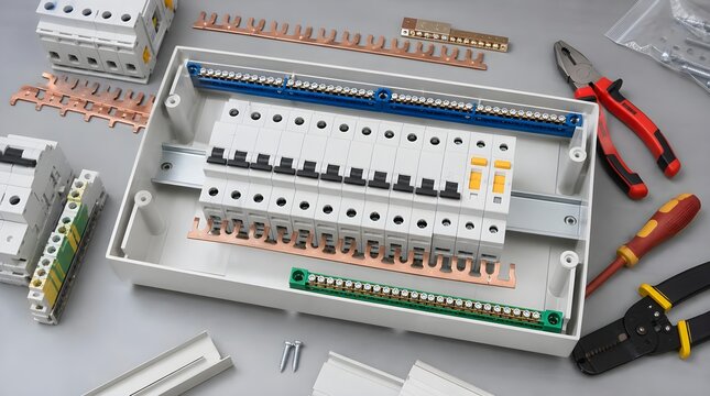 Consumer Unit Assembly Station With Breakers And Protective Devices For Practical Electrical Installation Training Sessions
