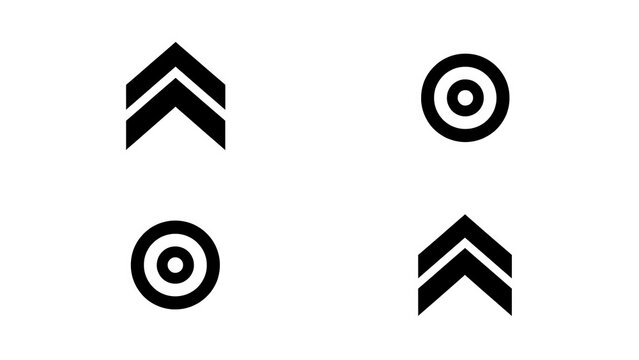 Minimalist chevron arrows and circular target icons with geometric minimalist abstract contrast collection