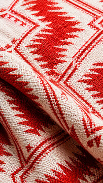 Red and white woven textile pattern background